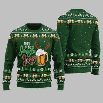 Here For The Jingle Juice Ugly Sweater Christmas 2026 - Moonbestprint