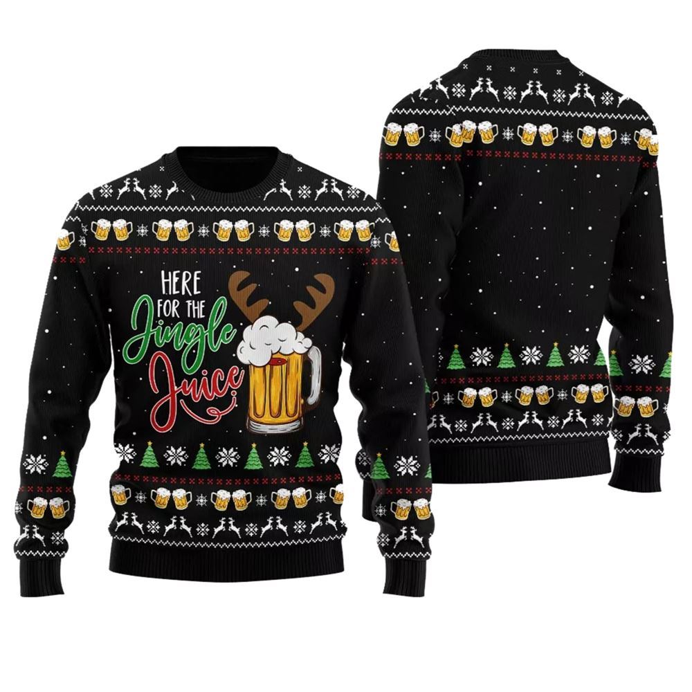 Here for the Jingle Juice Ugly Christmas Sweater - Moonbestprint
