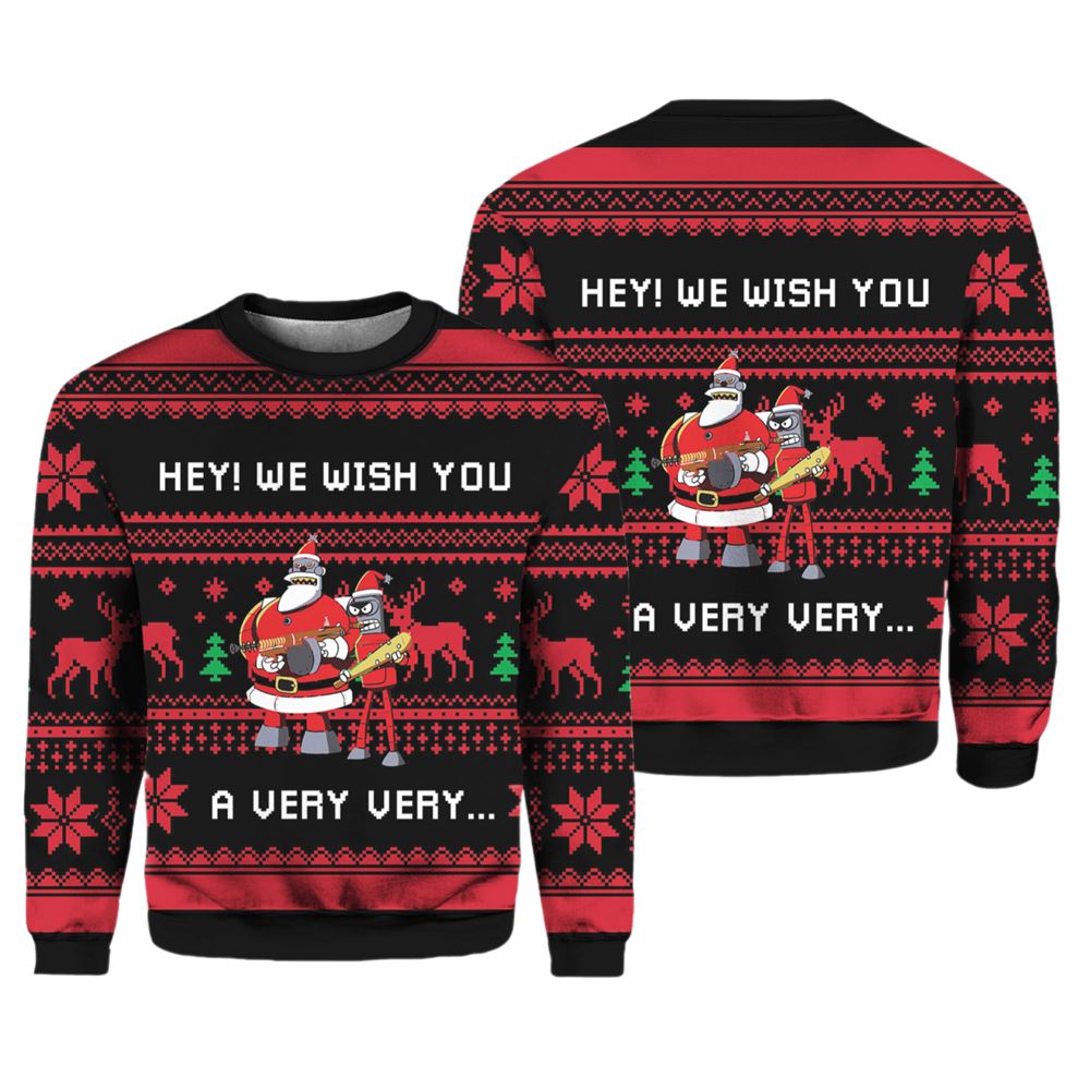 Hey We Wish You a Futurama Ugly Christmas Sweater - Moonbestprint