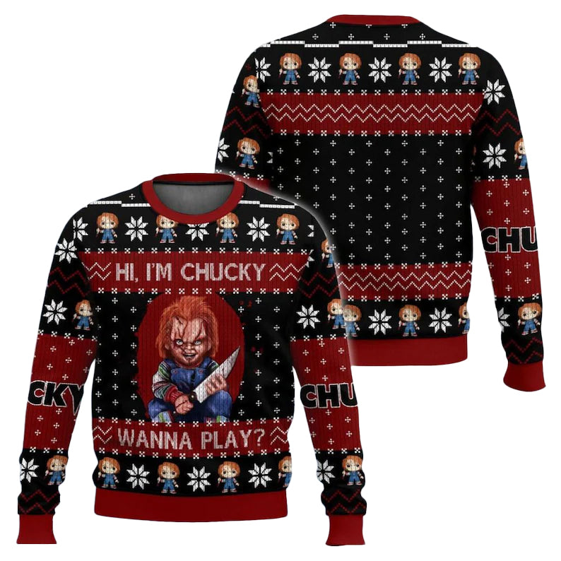 Hi I'm Chucky Ugly Christmas Sweater – Moonbestprint