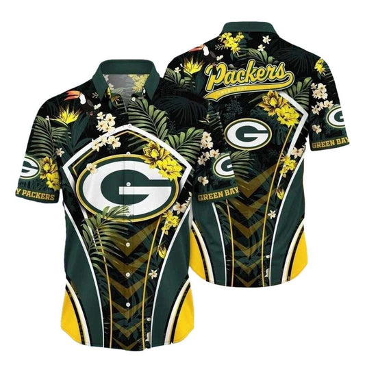 Hibiscus Harmony Green Bay Packers Floral Hawaiian Shirt - Moonbestprint
