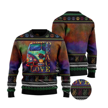 Hippie Peace Love Ugly Christmas Sweater – Moonbestprint