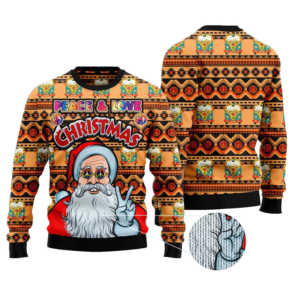 Hippie Santa Claus Peace And Love Ugly Christmas Sweater – Moonbestprint