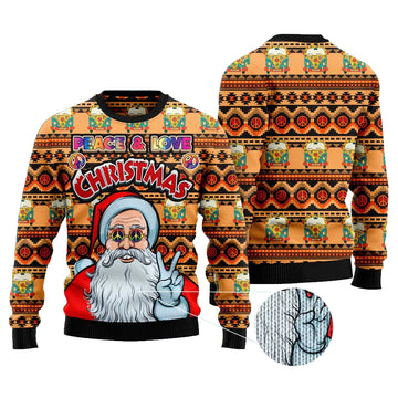 Hippie Santa Claus Peace And Love Ugly Christmas Sweater – Moonbestprint