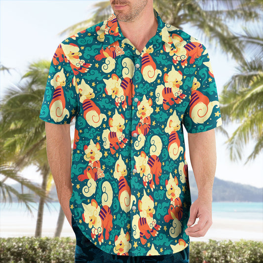 Cute Hisuian Growlithe Pokemon Button Up Hawaiian Shirt – Moonbestprint