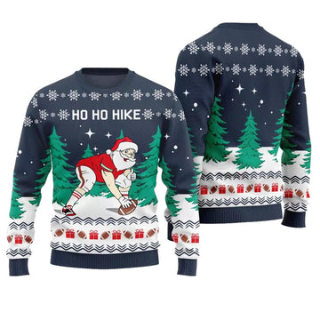 Ho Ho Hike Santa Football Ugly Christmas Sweater - Moonbestprint