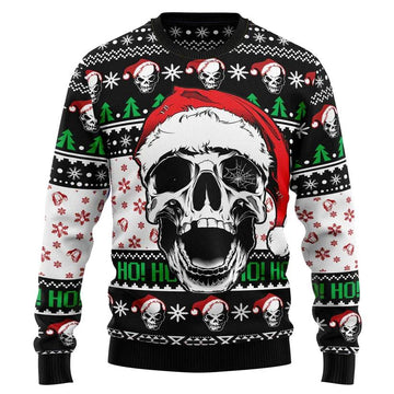 Ho Ho Ho Santa Skull Xmas Sweater, Christmas Sweater With Skulls Moonbestprint