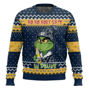 Ho Ho Holy Sh!t Im Drunk Modelo Grinch Ugly Sweater, Grinch Holiday Sweater Moonbestprint