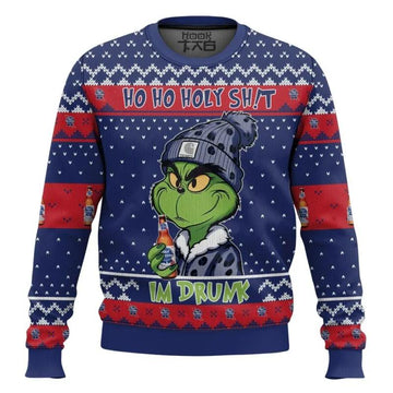 Ho Ho Holy Sh!t Im Drunk Pabst Blue Ribbon Grinch Ugly Sweater, Grinch Holiday Sweater Moonbestprint
