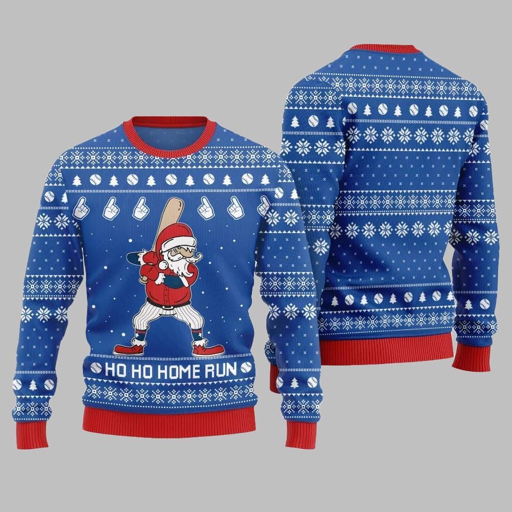 Ho Ho Home Run Funny Baseball Ugly Sweater Christmas 2026 - Moonbestprint