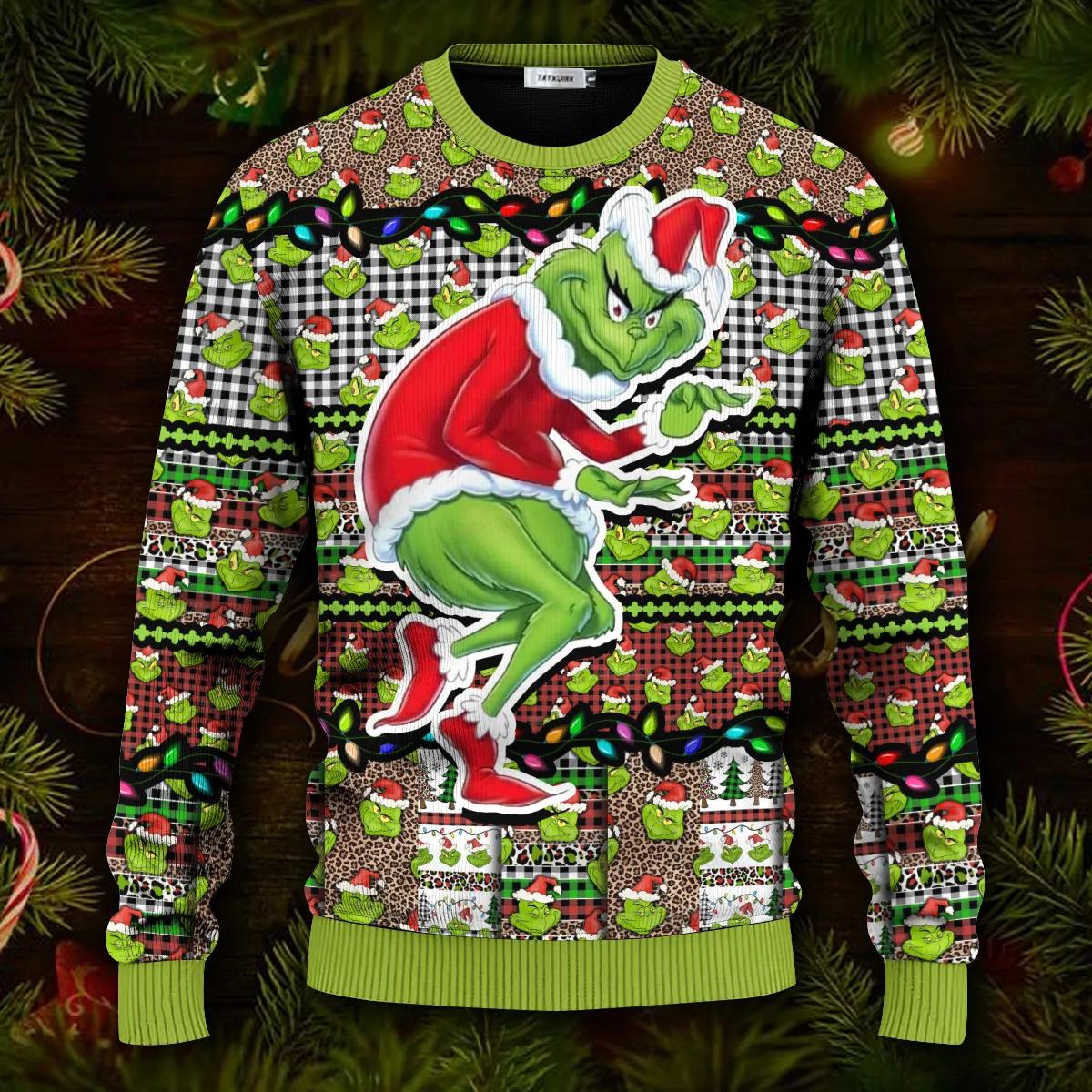 Hohoho Grinch Ugly Christmas Sweater, Christmas Grinch Sweater Moonbestprint