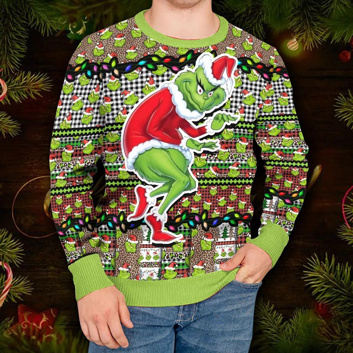 Hohoho Grinch Ugly Christmas Sweater, Christmas Grinch Sweater Moonbestprint
