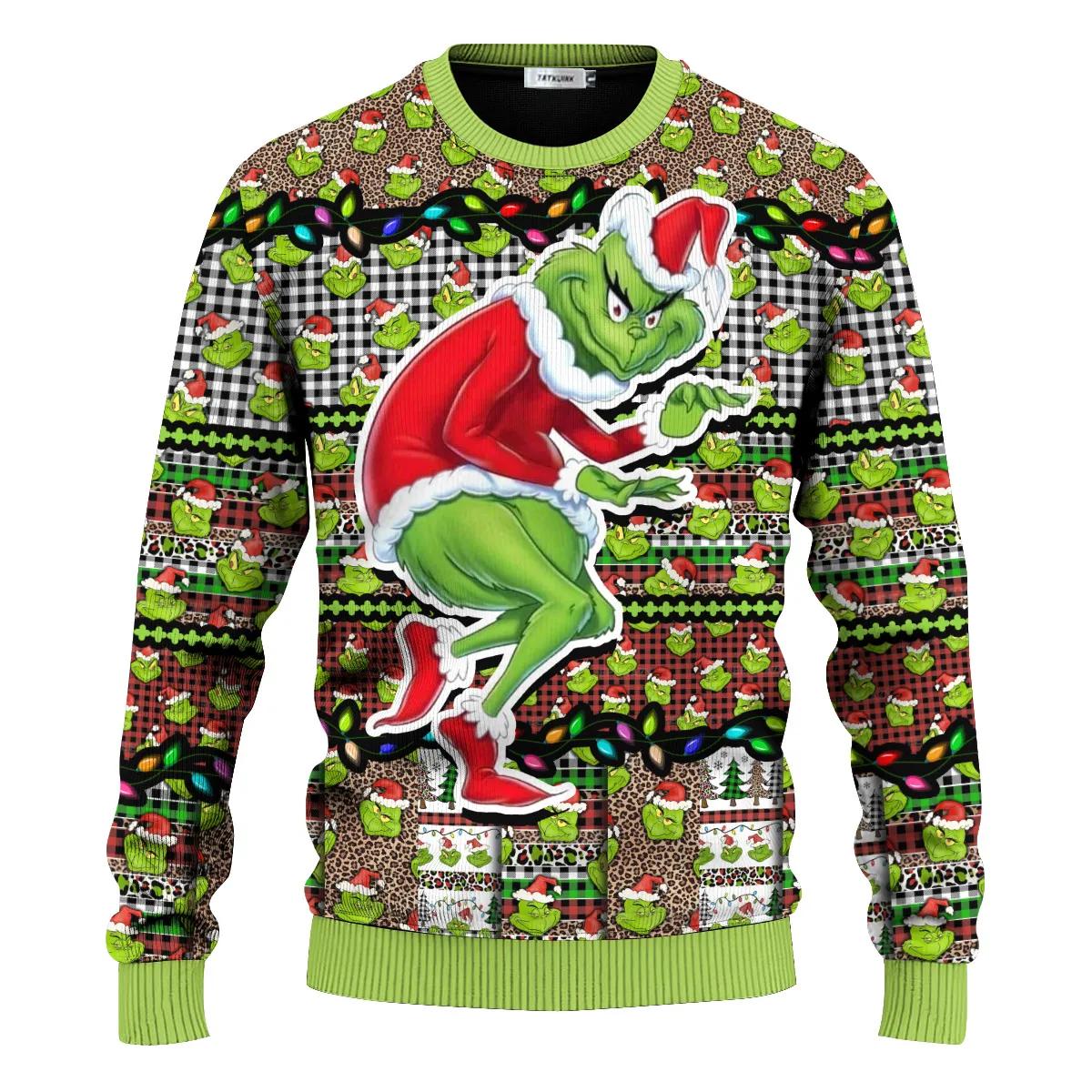 Hohoho Grinch Ugly Christmas Sweater, Christmas Grinch Sweater Moonbestprint