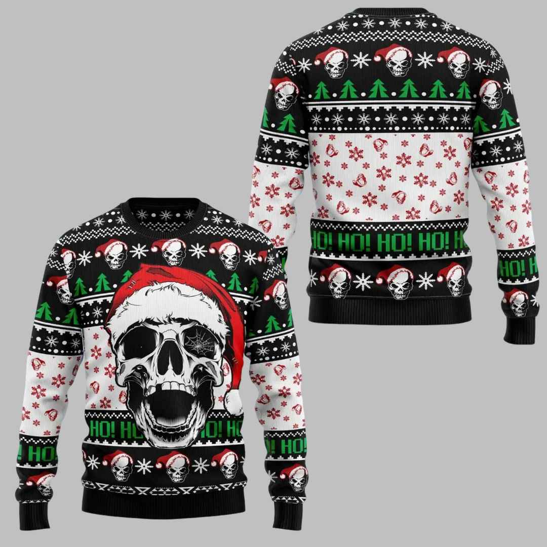 Hohoho Skeleton Skull Santa Ugly Christmas Sweater – Moonbestprint