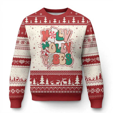 Holly Jolly Vibe Groovy Christmas Ugly Sweater - Moonbestprint