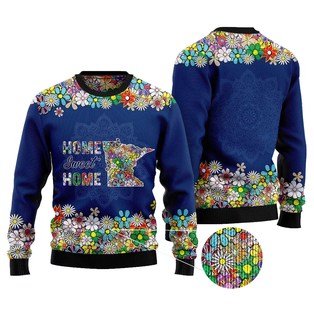 Home Sweet Home Minnesota Flower Ugly Christmas Sweater – Moonbestprint