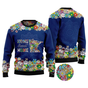 Home Sweet Home Minnesota Flower Ugly Christmas Sweater – Moonbestprint
