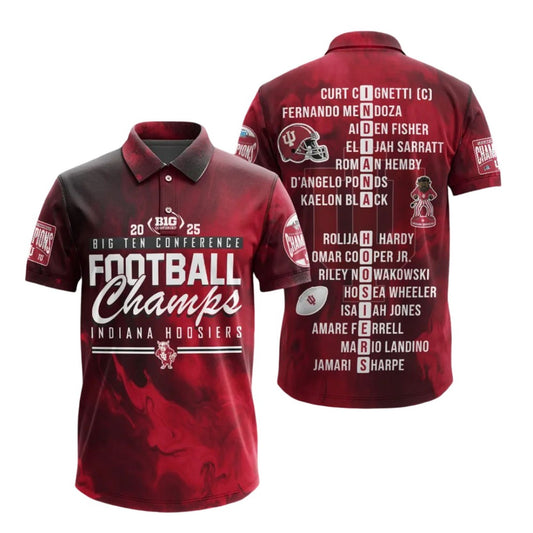 Hoosiers Football 2025 Championship Game Big Ten Polo Shirt - Moonbestprint