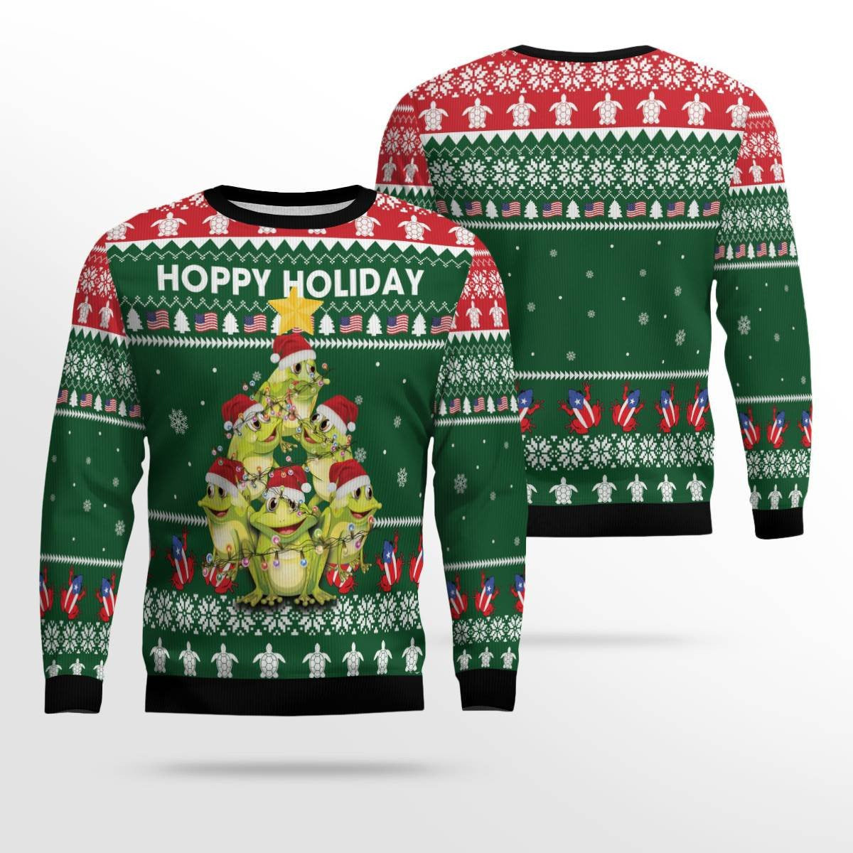 Hoppy Holiday Frog Christmas Tree Ugly Christmas Sweater – Moonbestprint