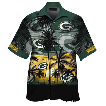 Horizon Huddle Green Bay Packers Sunset Beach Hawaiian Shirt - Moonbestprint