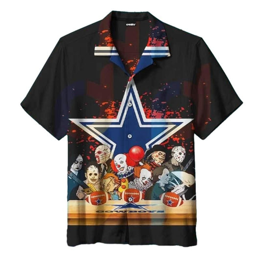 Horror Halloween Characters Dallas Cowboys Hawaiian Shirt - Moonbestprint