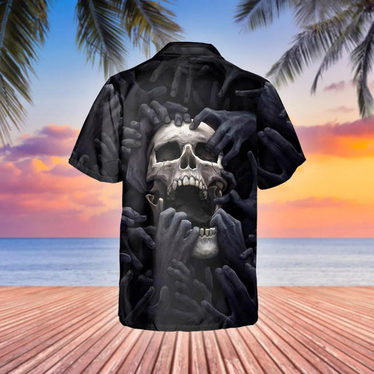 Horror Skull Nightmare Hawaiian Shirt, Hawaiian Button Up Shirt, Tropical Shirts For Men Moonbestprint