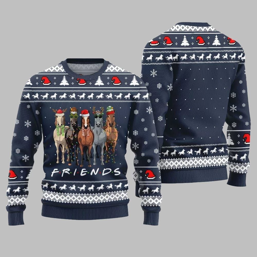 Horse Friends Funny Ugly Sweater Christmas 2026 - Moonbestprint