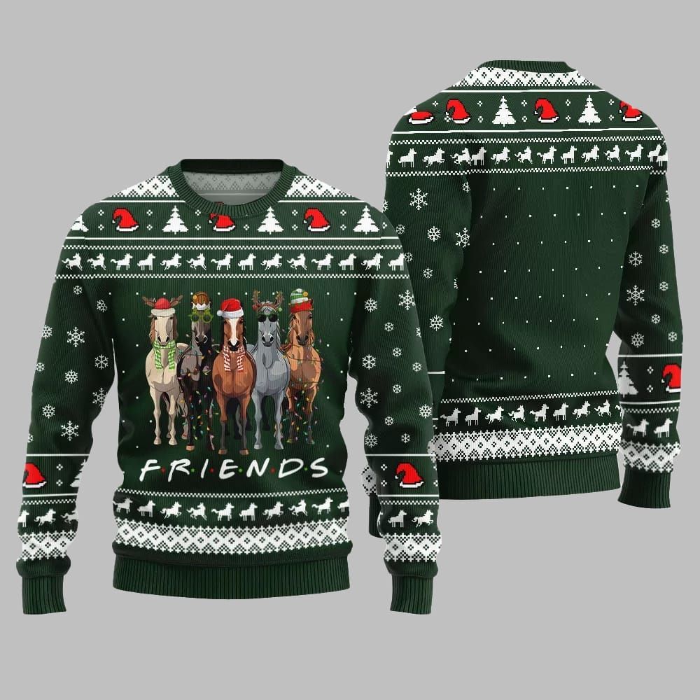 Horse Friends Funny Ugly Sweater Christmas 2026 - Moonbestprint