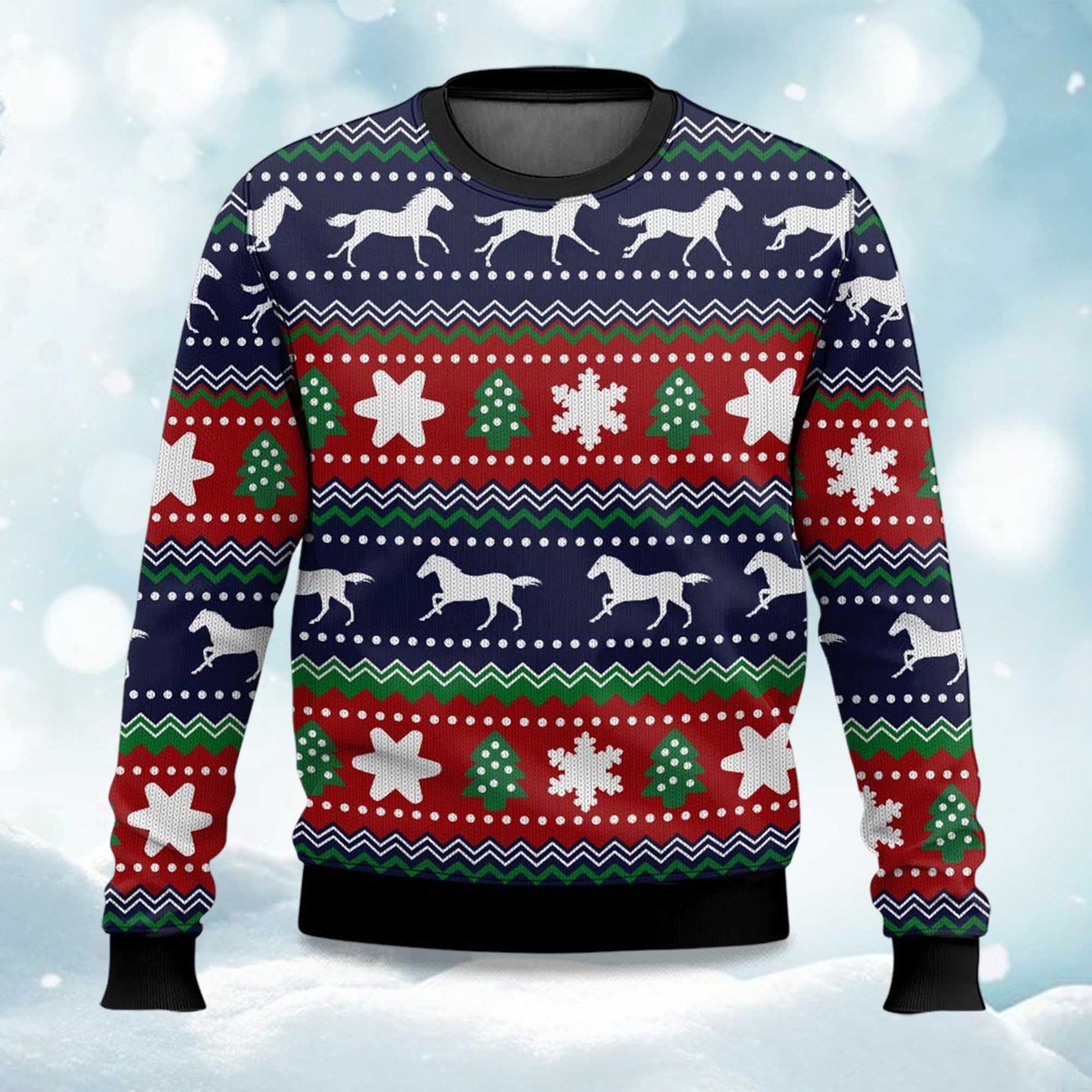 2026 Horses Pattern Ugly Christmas Sweater Moonbestprint