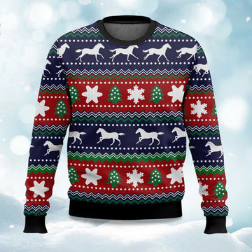 2026 Horses Pattern Ugly Christmas Sweater Moonbestprint