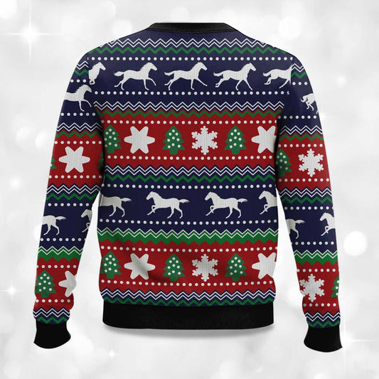 2026 Horses Pattern Ugly Christmas Sweater Moonbestprint
