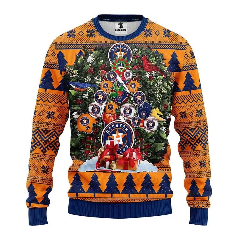 Houston Astros Christmas Tree Ugly Christmas Sweater, MLB Christmas Sweater Moonbestprint