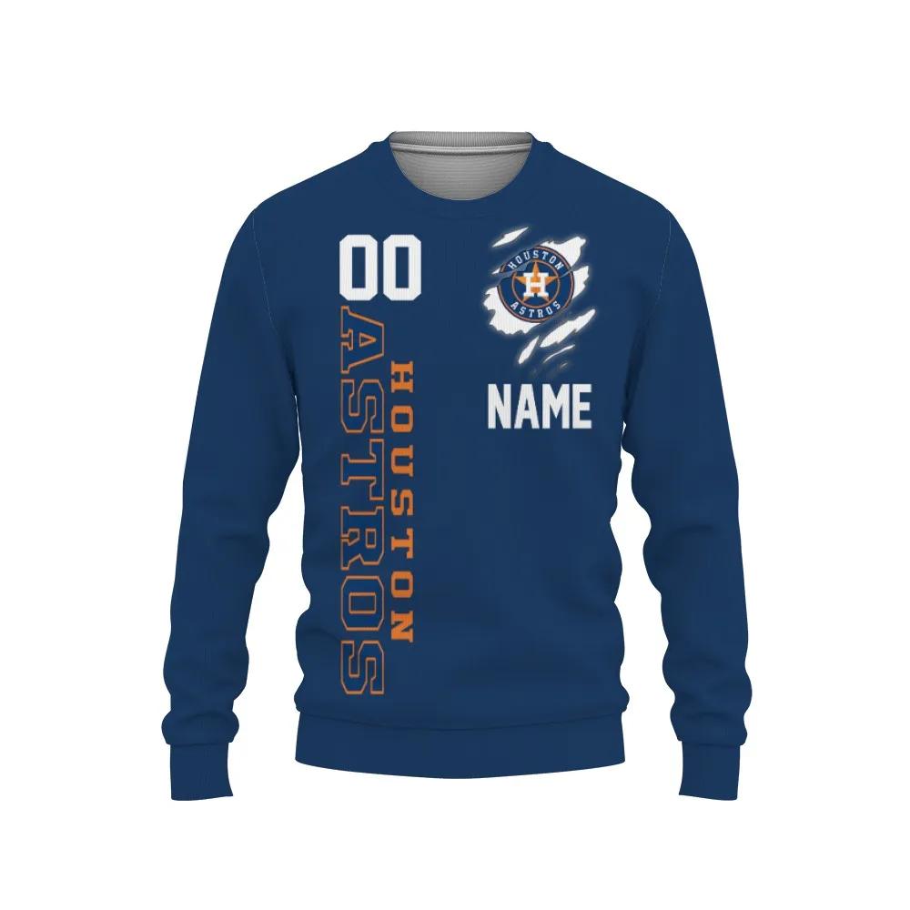 Houston Astros Custom Name Number Ugly Christmas Sweater, MLB Christmas Sweater Moonbestprint