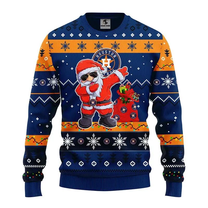 Houston Astros Dabbing Santa Claus Ugly Christmas Sweater, MLB Christmas Sweater Moonbestprint