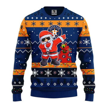 Houston Astros Dabbing Santa Claus Ugly Christmas Sweater, MLB Christmas Sweater Moonbestprint