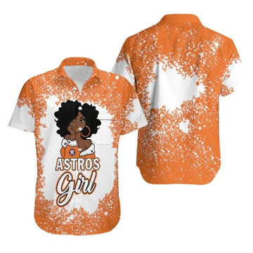 Houston Astros Girl African Girl MLB Team Allover Design Gift For Houston Astros Fans Hawaiian Shirt - MLB, MLB Hawaiian Shirt Moonbestprint