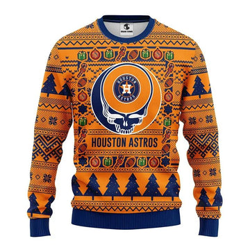Houston Astros Grateful Dead Ugly Christmas Sweater, MLB Christmas Sweater Moonbestprint