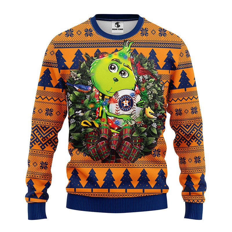 Houston Astros Grinch Hug Ugly Christmas Sweater, Grinch Xmas Sweater Moonbestprint