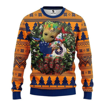 Houston Astros Groot Hug Ugly Christmas Sweater, MLB Christmas Sweater Moonbestprint