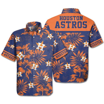 Houston Astros Hawaiian Shirt Houston Astros Baseball Orange Black Hawaii Aloha Shirt, MLB Hawaiian Shirt Moonbestprint