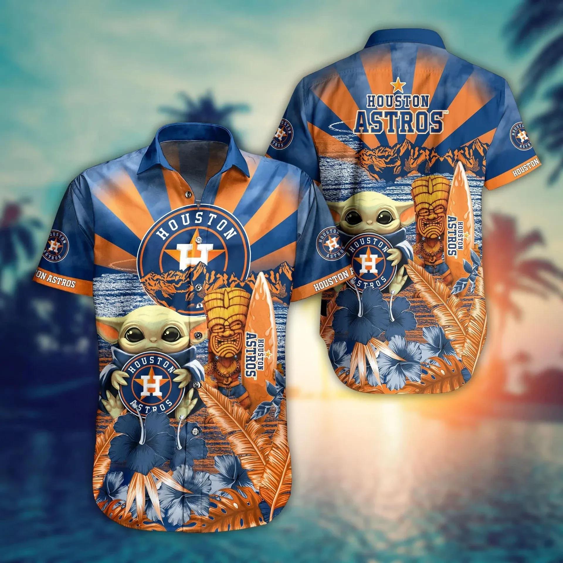 Houston Astros MLB Baby Yoda Hawaiian Shirt, MLB Hawaiian Shirt Moonbestprint