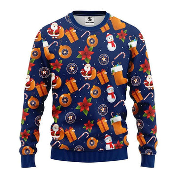 Houston Astros Santa Claus Snowman Ugly Christmas Sweater, MLB Christmas Sweater Moonbestprint