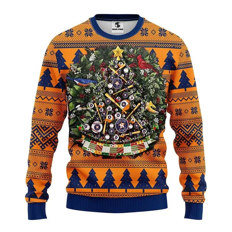 Houston Astros Tree Christmas Ugly Sweater, MLB Christmas Sweater Moonbestprint
