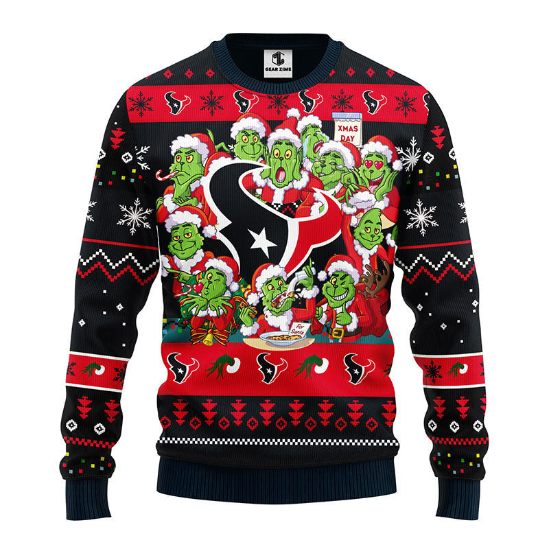 Houston Texans 12 Grinch Xmas Day Ugly Christmas Sweater, Grinch Xmas Sweater Moonbestprint