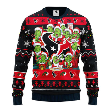 Houston Texans 12 Grinch Xmas Day Ugly Christmas Sweater, Grinch Xmas Sweater Moonbestprint