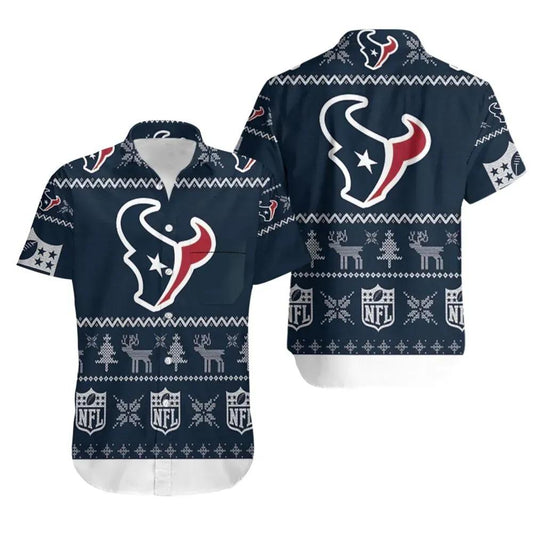 Houston Texans 3D Hawaiian Shirt Print Short Sleeve Hawaiian Aloha Shirt, NFL Hawaiian Shirt Moonbestprint