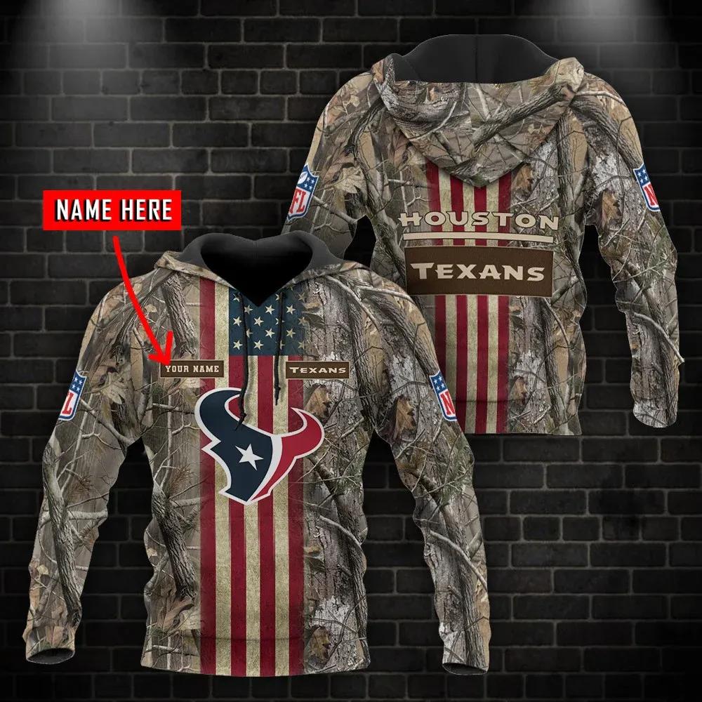 Houston Texans American Flag Personalized 3D Hoodie, NFL Hoodie Moonbestprint