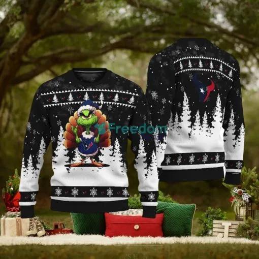 Houston Texans Black Grinch Turkey Disguise Thankgiving Ugly Christmas Sweater, NFL Chritsmas Sweater Moonbestprint