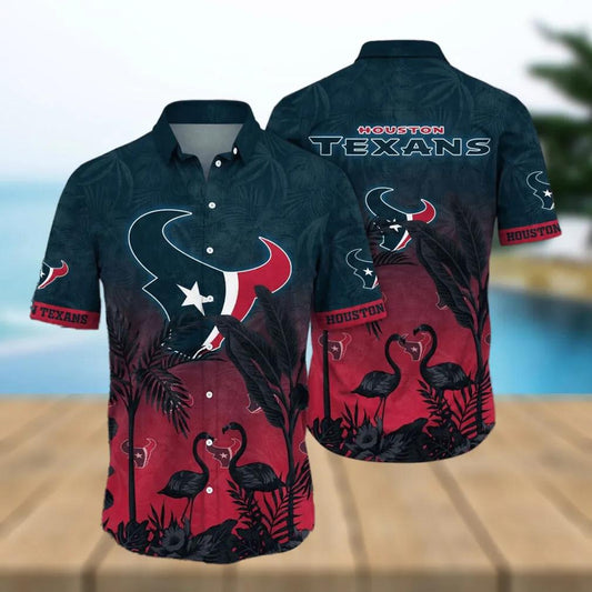 Houston Texans Flower Style Hawaiian Shirt, NFL Hawaiian Shirt Moonbestprint