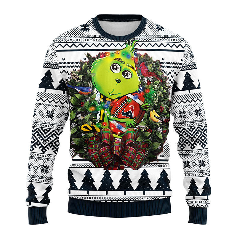 Houston Texans Grinch Hug Ugly Christmas Sweater, Grinch Xmas Sweater Moonbestprint